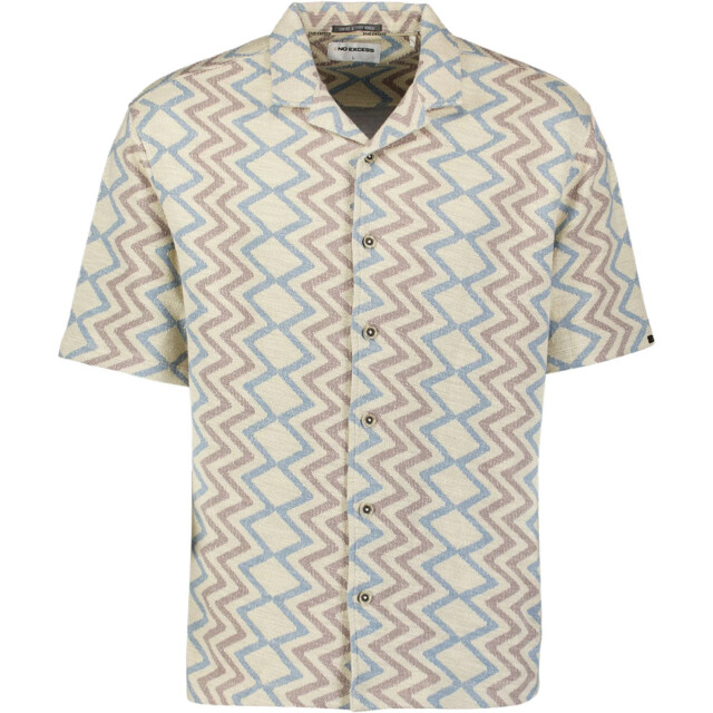No Excess Shirt short sleeve jacquard zigzag stone 32490422-014 large