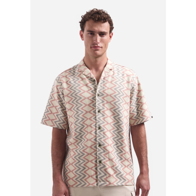 No Excess Shirt short sleeve jacquard zigzag coral 32490422-094 large