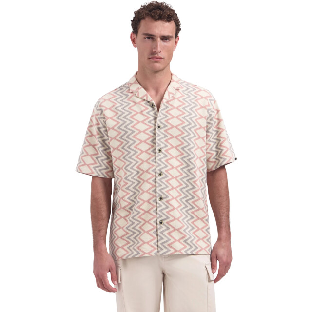 No Excess Shirt short sleeve jacquard zigzag coral 32490422-094 large