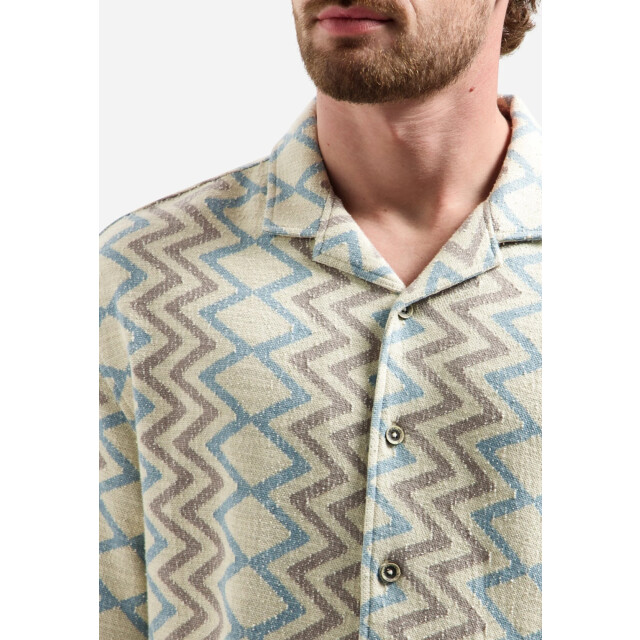 No Excess Shirt short sleeve jacquard zigzag stone 32490422-014 large