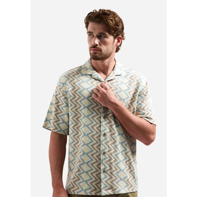 No Excess Shirt short sleeve jacquard zigzag stone 32490422-014 large