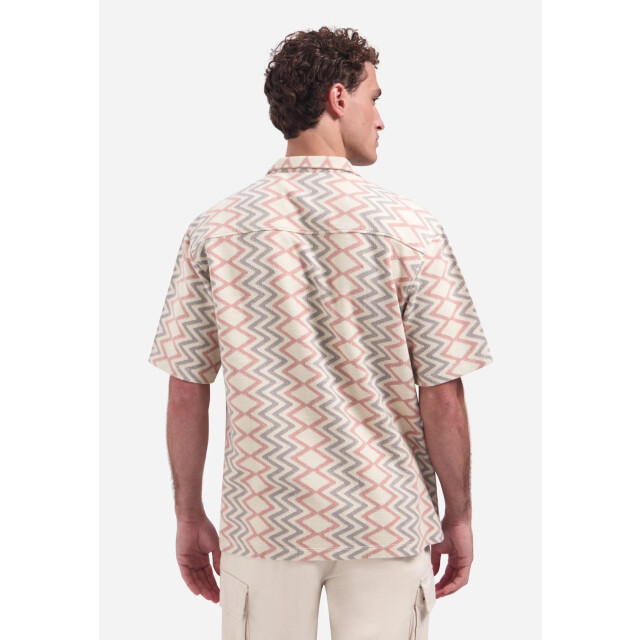 No Excess Shirt short sleeve jacquard zigzag coral 32490422-094 large
