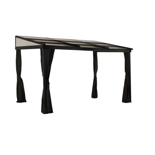 Sojag Budavar aluminium terrasoverkapping met lamellendak met gordijnen en 3587901 large