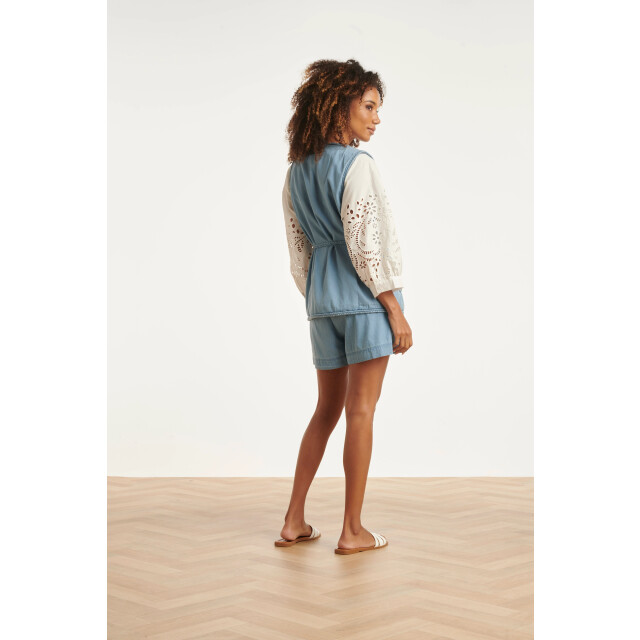 Smashed Lemon Lichtblauw look gilet met ceintuur | 8718679038010 large