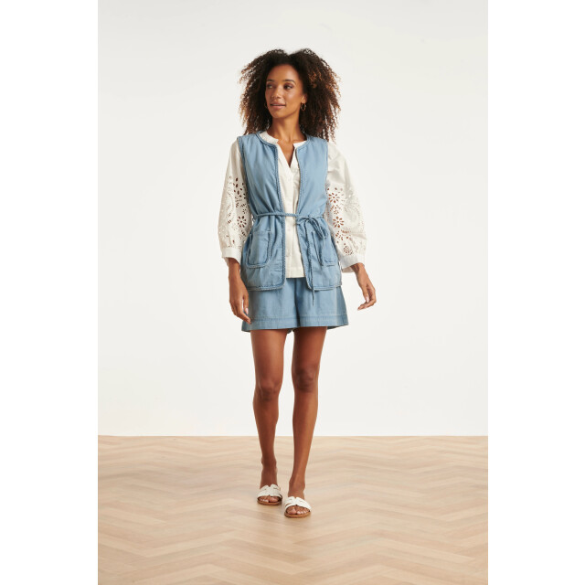 Smashed Lemon Lichtblauw look gilet met ceintuur | 8718679038010 large