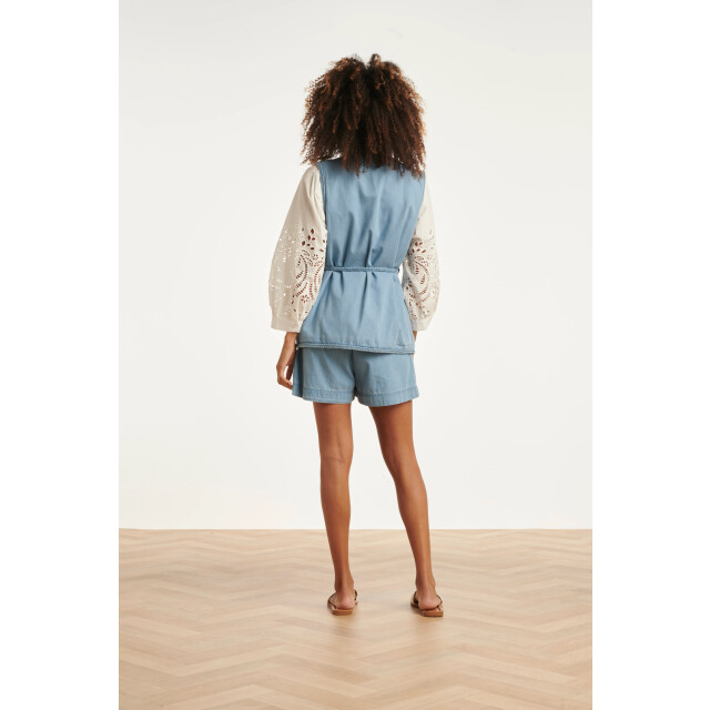 Smashed Lemon Lichtblauw look gilet met ceintuur | 8718679038010 large