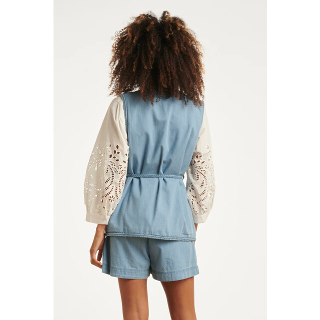 Smashed Lemon Lichtblauw look gilet met ceintuur | 8718679038010 large