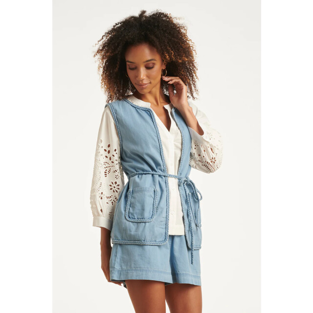 Smashed Lemon Lichtblauw look gilet met ceintuur | 8718679038010 large
