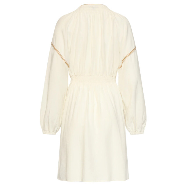 Smashed Lemon Off white jurk met gouden borduursels en taille elastiek | 8718679038669 large