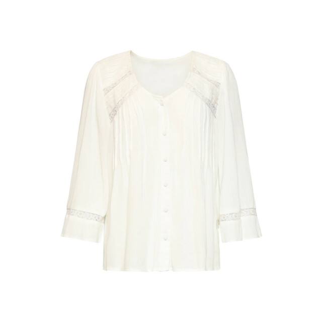 Smashed Lemon Gebroken wit blouse met kant en fijne details | 8718679037617 large