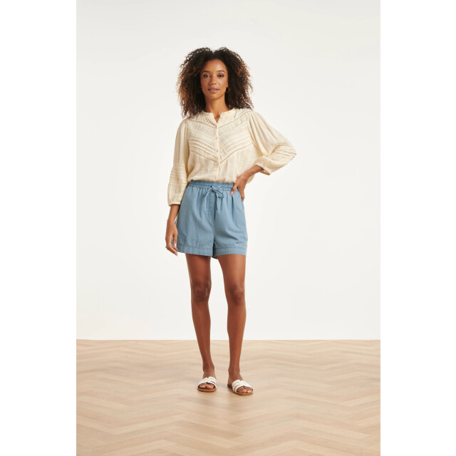 Smashed Lemon Lichtblauwe tencel shorts met elastische taille | 8718679038331 large