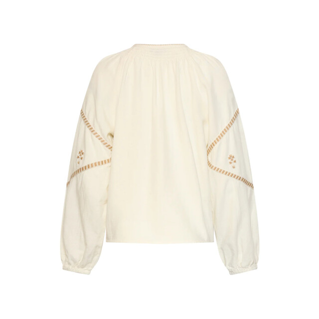 Smashed Lemon Off white blouse met gouden borduursels en koorddetail | 8718679038577 large