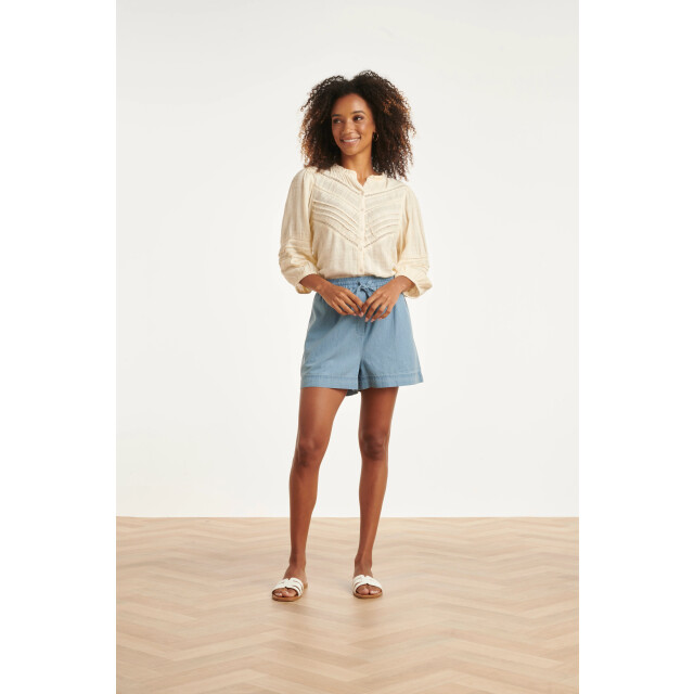 Smashed Lemon Lichtblauwe tencel shorts met elastische taille | 8718679038331 large