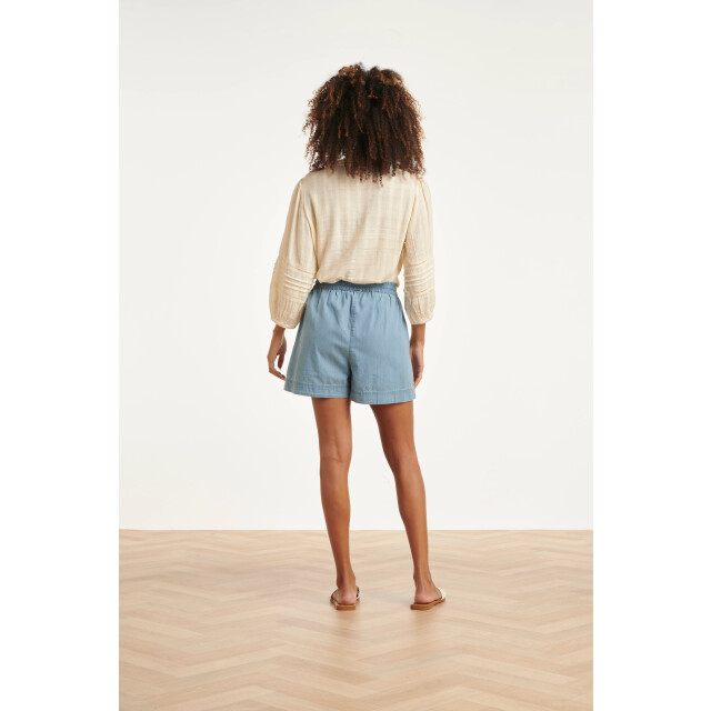Smashed Lemon Lichtblauwe tencel shorts met elastische taille | 8718679038331 large