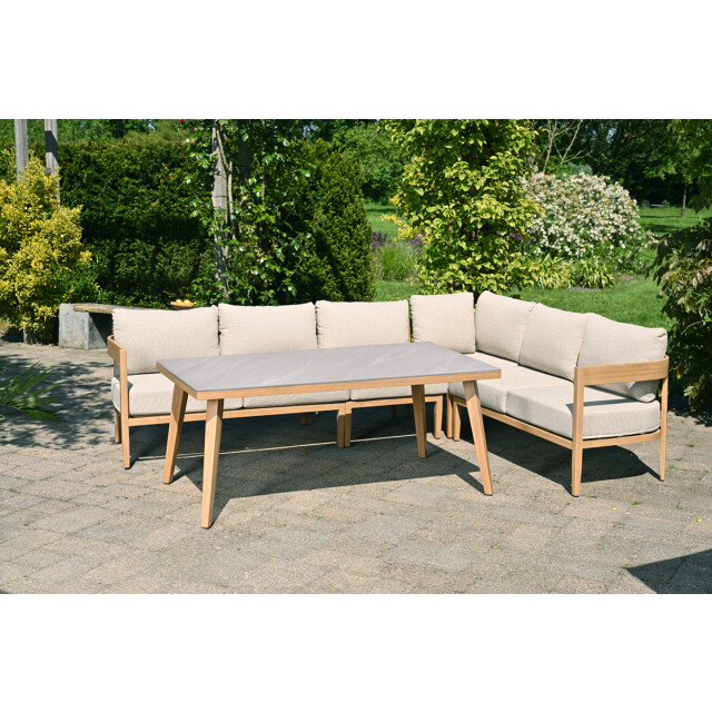 Garden Impressions Carrara lounge-diningset 5-dlg. light teaklook sand centostone 3177436 large