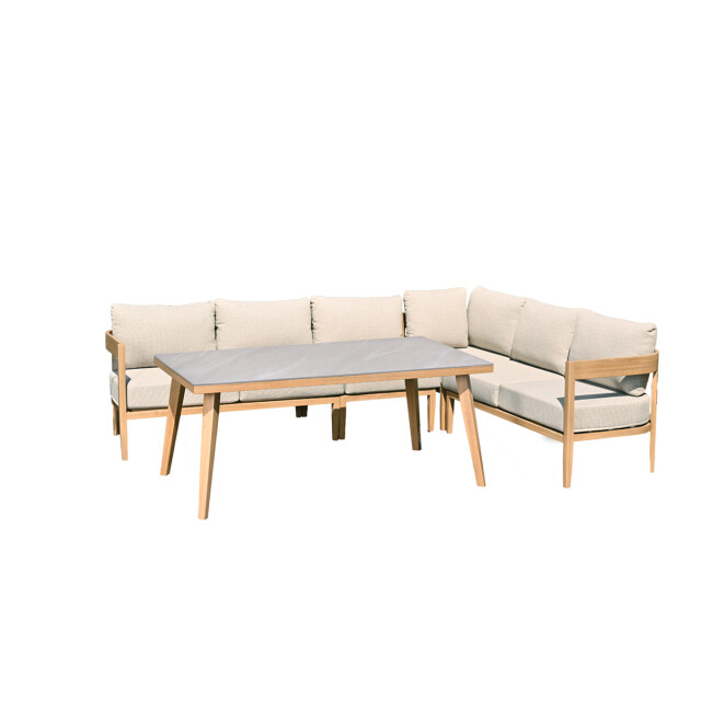 Garden Impressions Carrara lounge-diningset 5-dlg. light teaklook sand centostone 3177436 large