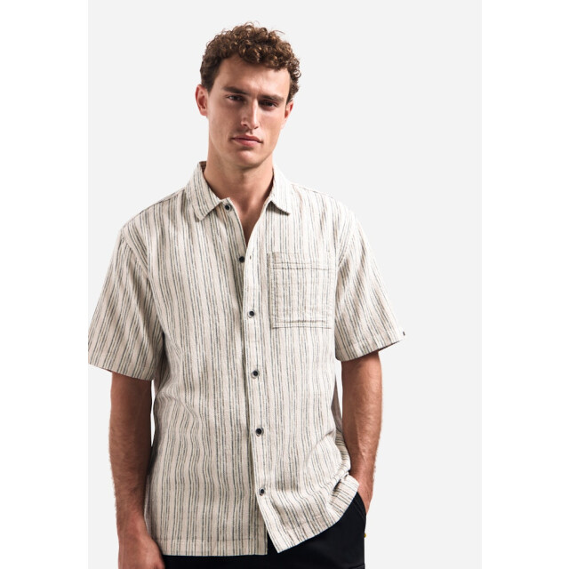No Excess Shirt short sleeve fancy striped ecru dessin 5319.08.0031 large