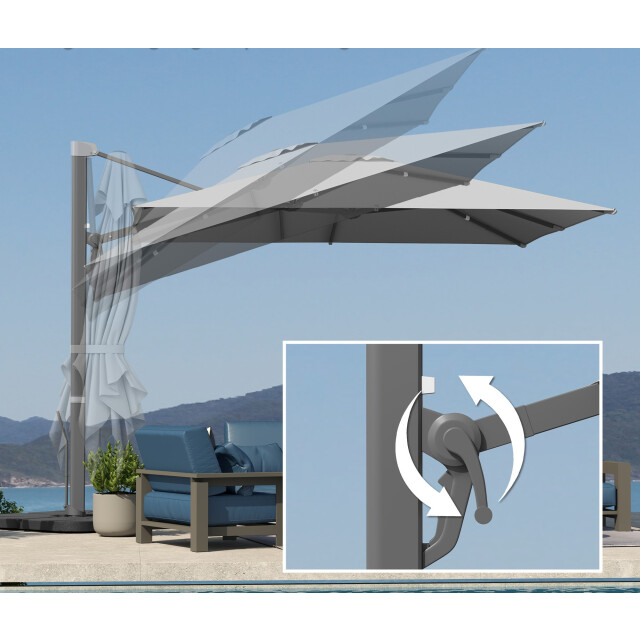 4goodz Zweefparasol vierkant 3x3 m 360° draaibaar aliuminium frame - 3616166 large