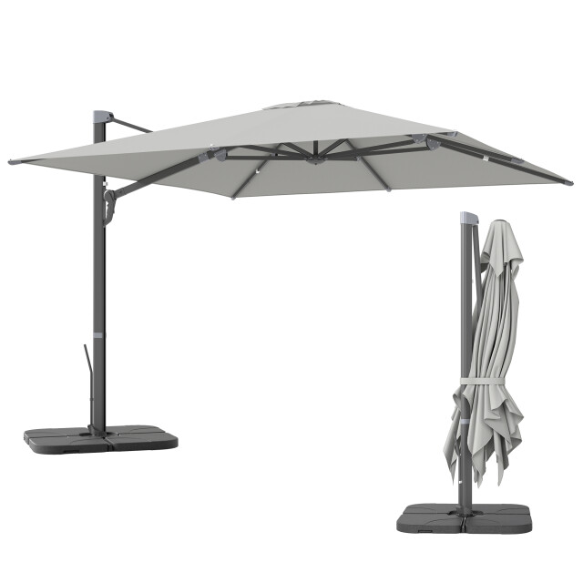 4goodz Zweefparasol vierkant 3x3 m 360° draaibaar aliuminium frame - 3616166 large
