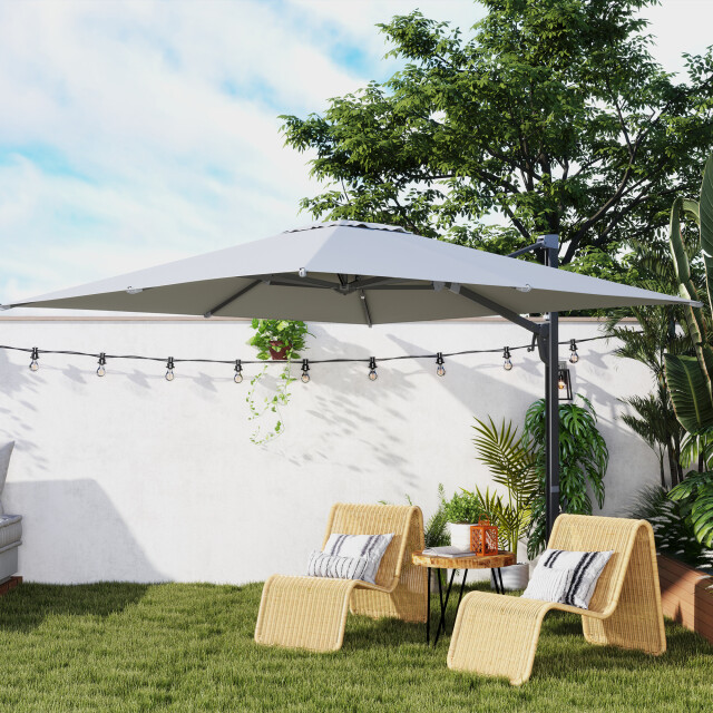 4goodz Zweefparasol vierkant 3x3 m 360° draaibaar aliuminium frame - 3616166 large