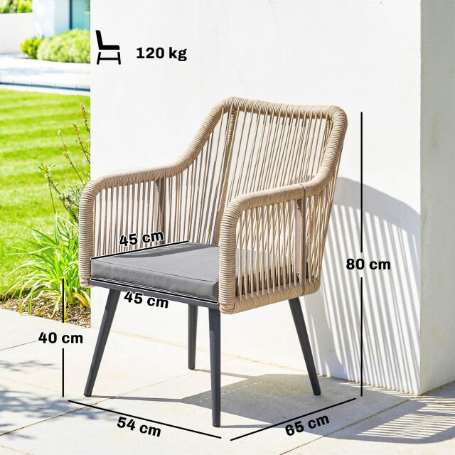 4goodz 2-delige tuinstoel set weerbestendig met armleuningen en zitkussen - 3616197 large