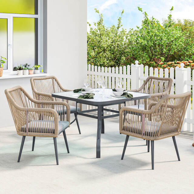 4goodz 2-delige tuinstoel set weerbestendig met armleuningen en zitkussen - 3616197 large