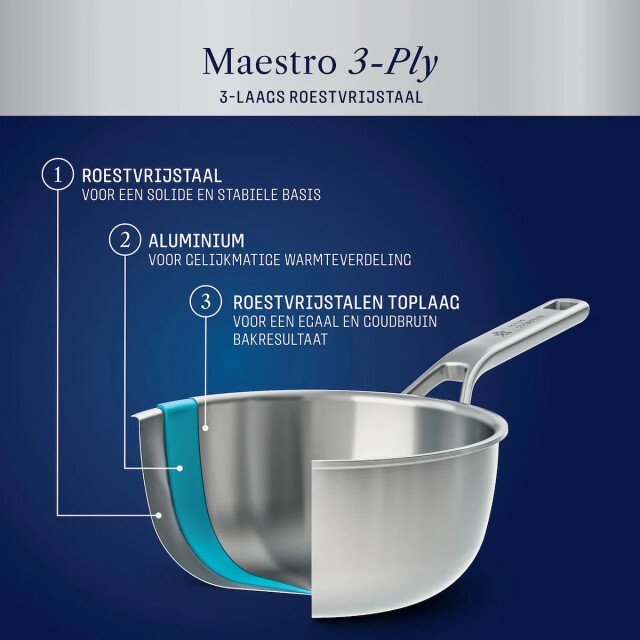 BK Cookware Bk maestro triply rvs sauteuse 20 cm CC010909-001 large