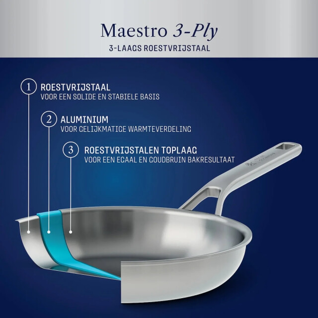 BK Cookware Bk maestro peter goossens 3-ply rvs koekenpan braadpan 30cm CC010918-001 large