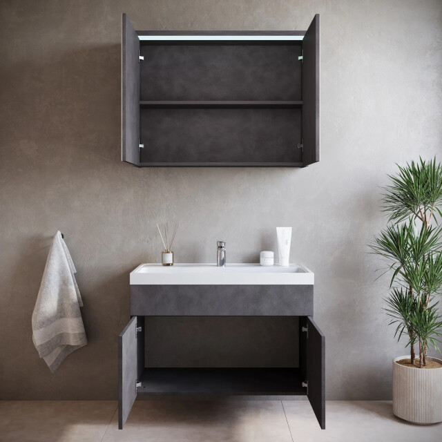 Badplaats Badkamermeubel set paso 02 80 x 40 cm – donker – badmeubel met 3616999 large