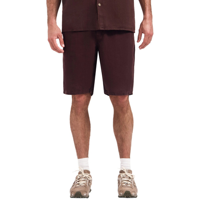 No Excess Short chino with linen, garment dye dark brown 328190423-042 large