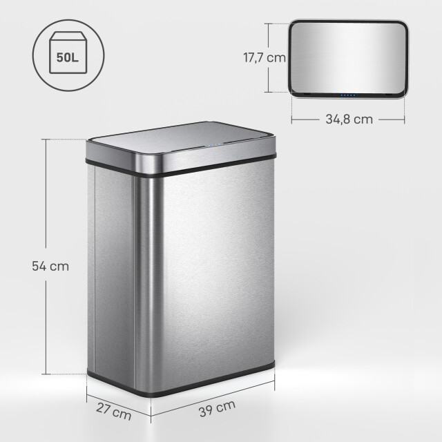4goodz Sensorprullenbak rechthoek 50 liter - 3601166 large
