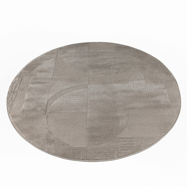 Muratap Vivant japandi abstract rond vloerkleed laagpolig beige- 240 cm rond 3617620 large
