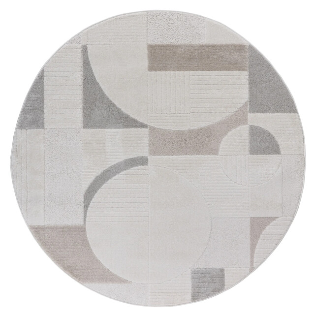 Muratap Vivant japandi abstract rond vloerkleed laagpolig multi- 200 cm rond 3617627 large