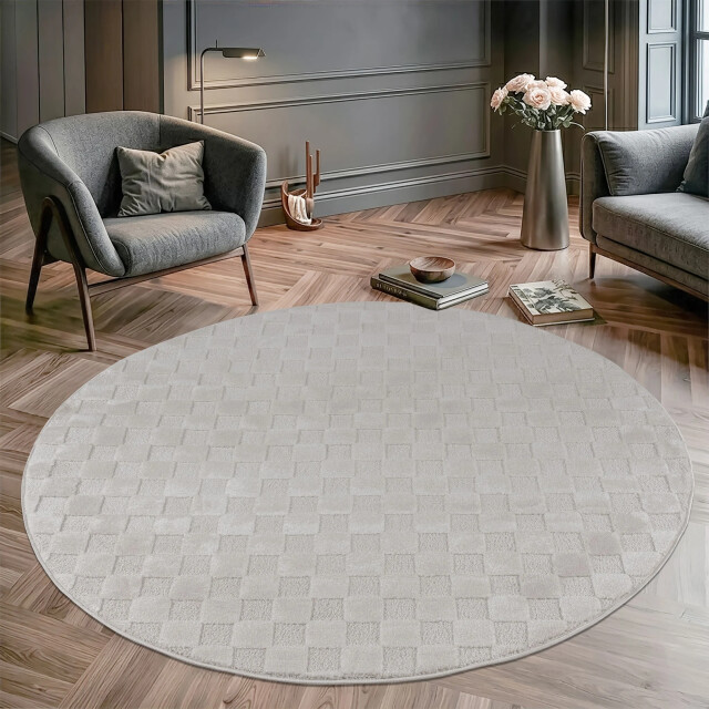 Muratap Vivant chesterfield rond vloerkleed laagpolig effen - 240 cm rond 3617677 large