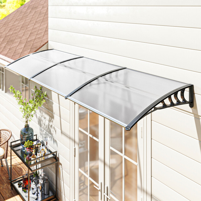4goodz Deurluifel afdak 90x295 cm overkapping polycarbonaat - 3544313 large