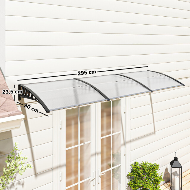 4goodz Deurluifel afdak 90x295 cm overkapping polycarbonaat - 3544313 large