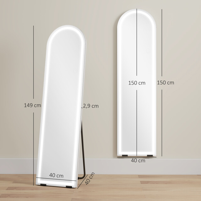 4goodz Passpiegel met led-licht 150x40 cm dimbaar en 3 lichtkleuren vrijstaand of 3429614 large