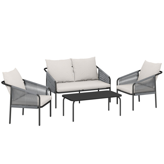 4goodz Tuinmeubelset 4-delig met salontafel bank en 2 stoelen - 3619655 large