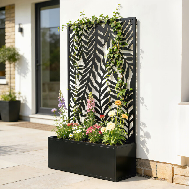 4goodz Plantenbak metaal met klimrek 23x61x113 cm - 3619646 large