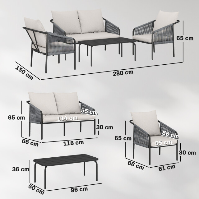 4goodz Tuinmeubelset 4-delig met salontafel bank en 2 stoelen - 3619655 large