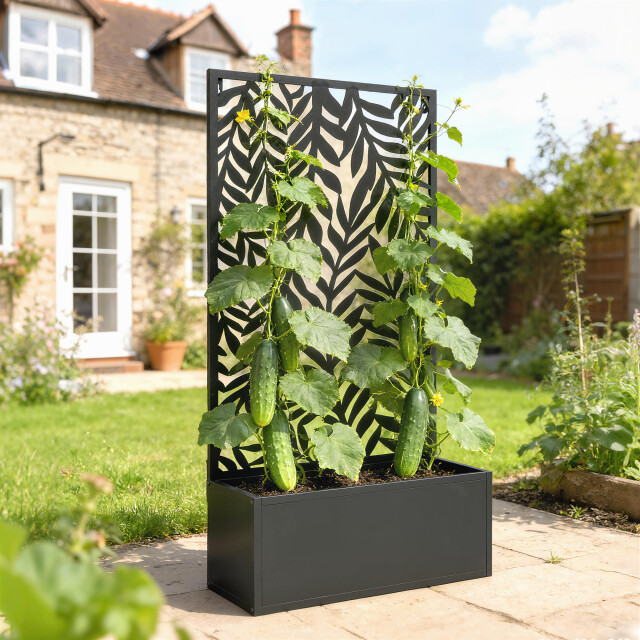 4goodz Plantenbak metaal met klimrek 23x61x113 cm - 3619646 large