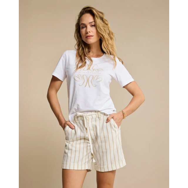 Red Button Camille short linen/co stripe dark sand SRB4917 large