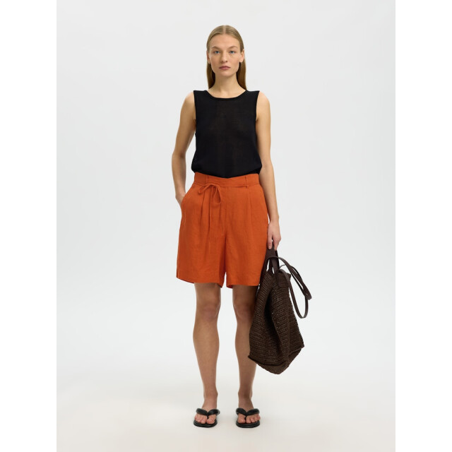 Selected Femme slflinna hw linen string shorts b 16101387 potters clay 06902.560.0003 large