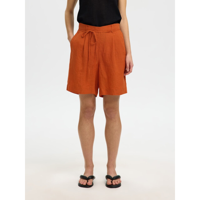 Selected Femme slflinna hw linen string shorts b 16101387 potters clay 06902.560.0003 large