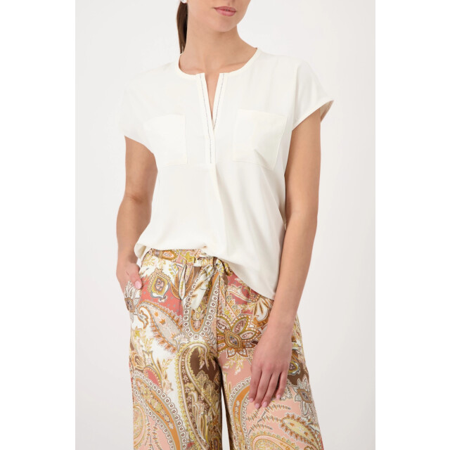 Monari  blouse with rhinestone details 410766 143 marble 06613.829.0015 large