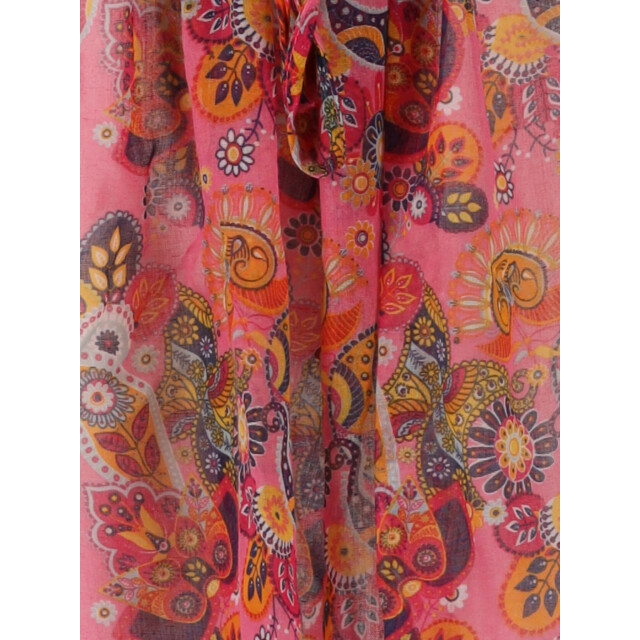 Sarlini Dames tuniek strandjurk polyester kaftan print roze 000423 large
