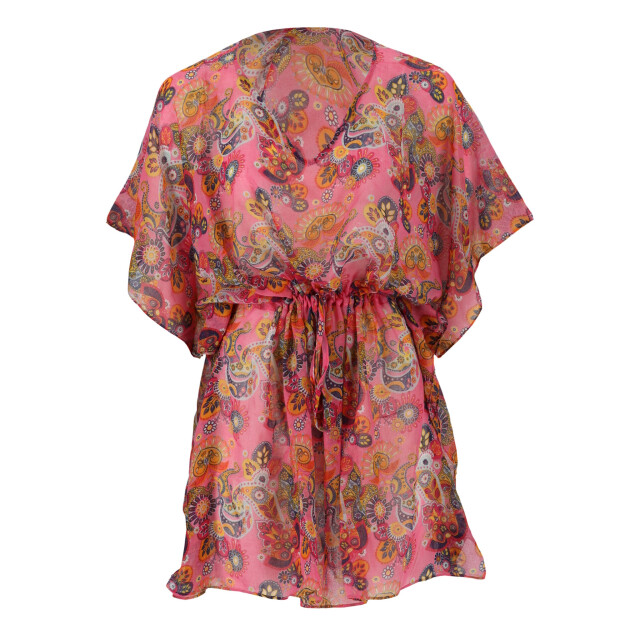 Sarlini Dames tuniek strandjurk polyester kaftan print roze 000423 large