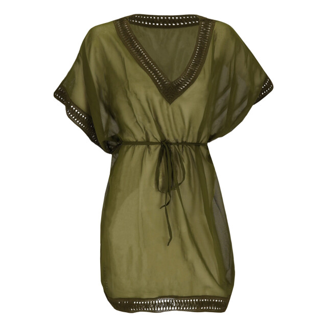 Sarlini Dames tuniek strandjurk polyester chiffon effen kaki 000423 large