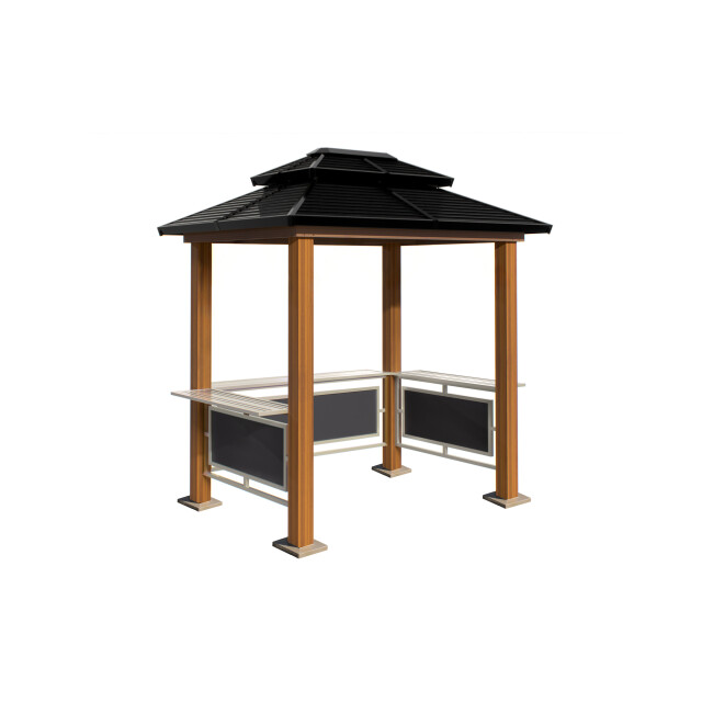 Sojag Maui aluminium bbq grillpaviljoen in houtlook 158x249x278 cm 3619618 large
