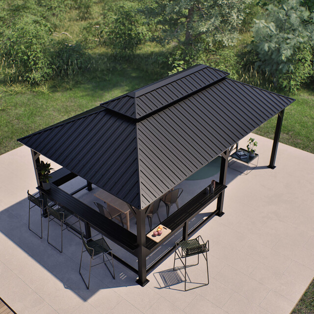 Sojag Bondi 1220 metalen paviljoen met vast dak 3,5 x 6 m - 3619593 large